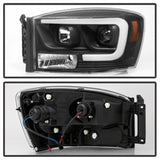 Spyder Dodge Ram 1500 06-08 V2 Projector Headlights - Light Bar DRL - Black (PRO-YD-DR06V2-LB-BK) - 5085306