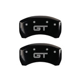 MGP 4 Caliper Covers Engraved Front Mustang Engraved Rear GT Black finish silver ch - 10198SMGTBK