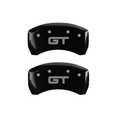 MGP 4 Caliper Covers Engraved Front Mustang Engraved Rear GT Black finish silver ch - 10198SMGTBK