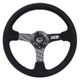 NRG Reinforced Steering Wheel (350mm / 3in. Deep) Odi Bakchis Signature Solid Spokes Alcantara - RST-036MB-ODI