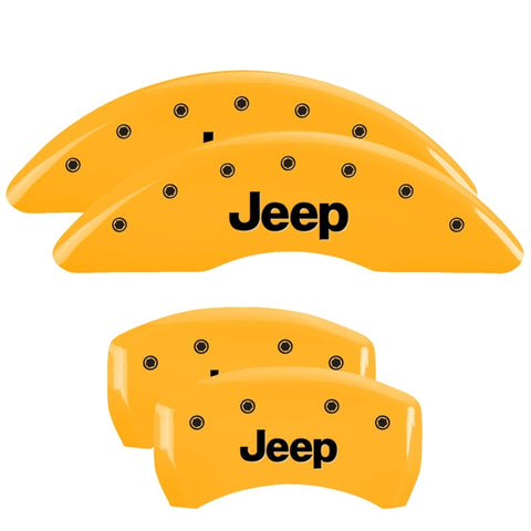 MGP 4 Caliper Covers Engraved Front & Rear Jeep Yellow Finish Black Char 2006 Jeep Commander - 42002SJEPYL