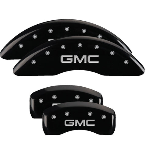 MGP 4 Caliper Covers Engraved Front & Rear GMC Black finish silver ch - 34001SGMCBK