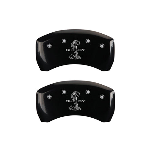 MGP 4 Caliper Covers Engraved Front Shelby Engraved Rear Tiffany Snake Black finish silver ch - 10197SSBYBK