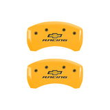 MGP 4 Caliper Covers Engraved Front & Rear Chevy racing Yellow finish black ch - 14231SBRCYL