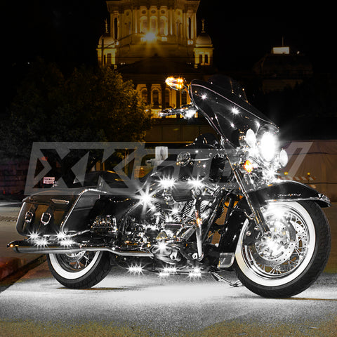 XK Glow Strips Single Color XKGLOW LED Accent Light Motorcycle Kit White - 8xPod + 2x8In - XK034001-W