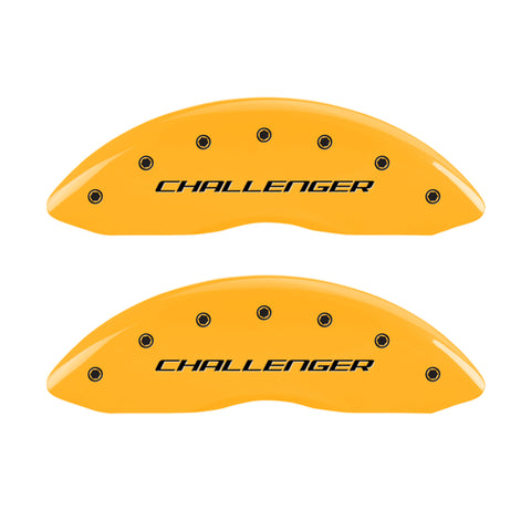 MGP 4 Caliper Covers Engraved F & R Block/Challenger Yellow Finish Black Char 2007 Dodge Charger - 12005SCLBYL