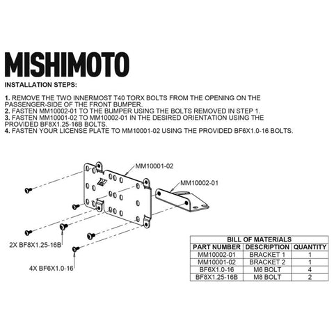 Mishimoto 2021+ Ford Bronco Modular Bumper License Plate Relocation - MMLP-BR-21M