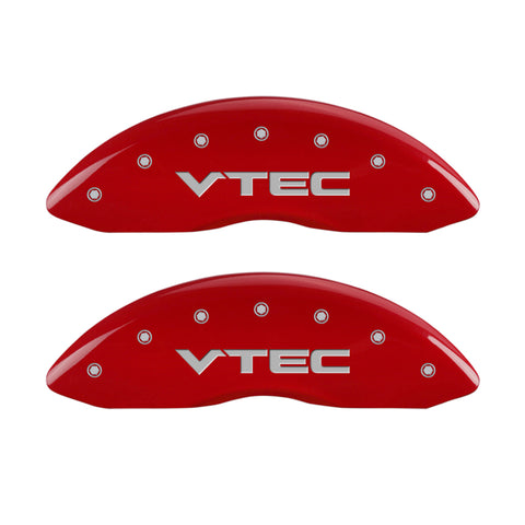 MGP 4 Caliper Covers Engraved Front & Rear Vtech Red finish silver ch - 20139SVTCRD