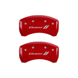 MGP 4 Caliper Covers Engraved Front & Rear With stripes/Dart Red finish silver ch - 12199SDRTRD