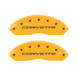 MGP 4 Caliper Covers Engraved Front & Rear C5/Corvette Yellow finish black ch - 13007SCV5YL