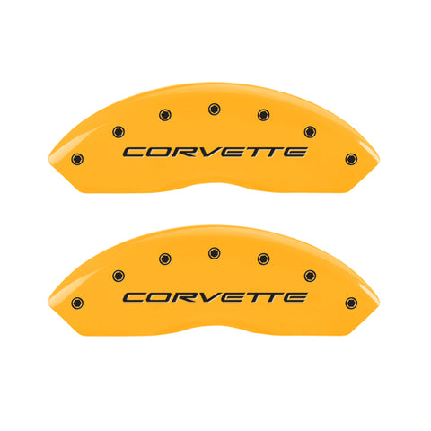 MGP 4 Caliper Covers Engraved Front & Rear C5/Corvette Yellow finish black ch - 13007SCV5YL