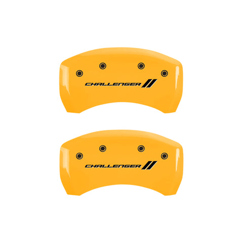 MGP 4 Caliper Covers Engraved Front & Rear With stripes/Challenger Yellow finish black ch - 12181SCL1YL