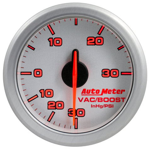 Autometer Airdrive 2-1/6in Boost/Vac Gauge 30in HG/30 PSI - Silver - 9159-UL