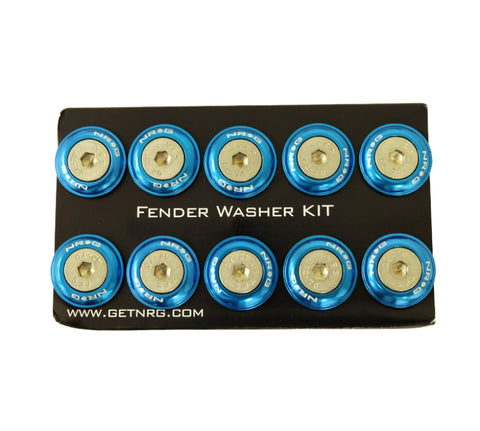 NRG Fender Washer Kit w/Rivets For Plastic (Blue) - Set of 10 - FW-100BL