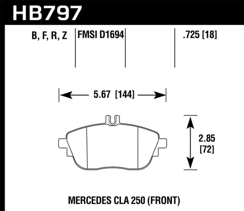 Hawk 17+ Infiniti QX30 HPS 5.0 Front Brake Pads - HB797B.725