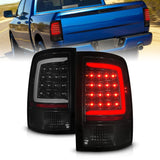 ANZO 09-18 Dodge Ram 1500 Full LED Tailights w/ Sequential Black Housing/Smoke Lens - 311453