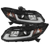 Spyder 12-14 Honda Civic (Excl. 2014 Coupe) Projector Headlights Lgtbr DRL Black PRO-YD-HC12-DRL-BK - 5076519