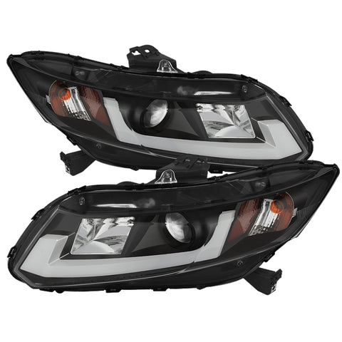 Spyder 12-14 Honda Civic (Excl. 2014 Coupe) Projector Headlights Lgtbr DRL Black PRO-YD-HC12-DRL-BK - 5076519