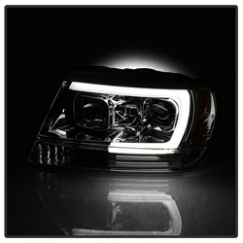 Spyder 99-04 Jeep Grand Cherokee Projector Headlights - Light Bar DRL LED - Chrome - 5085214