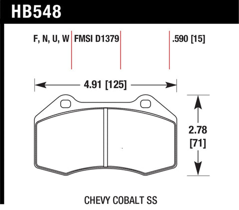 Hawk Renault Clio DTC-60 Race Front Brake Pads - HB548G.510