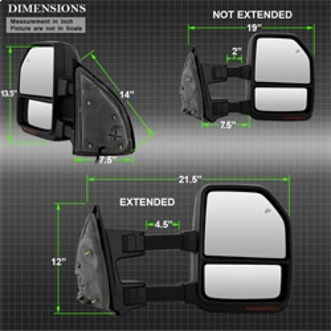 xTune 99-07 Ford SuperDuty Heated LED Telescoping Pwr Mirrors-Smk (Pair) (MIR-FDSD99S-G4-PW-RSM-SET) - 9943157