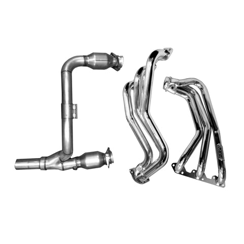 BBK 07-11 Jeep 3.8 V6 Long Tube Exhaust Headers And Y Pipe And Converters - 1-5/8 Silver Ceramic - 40500