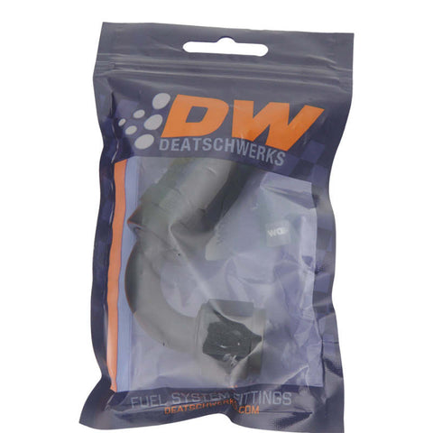 DeatschWerks 8 AN Female Flare Swivel 120-Degree Hose End CPE - Anodized Matte Black - 6-02-0823-B