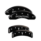 MGP 4 Caliper Covers Engraved Front Pontiac Engraved Rear Arrow Black finish silver ch - 18027SPONBK