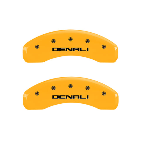 MGP 4 Caliper Covers Engraved Front & Rear Denali Yellow Finish Black Char 2009 GMC Savana 1500 - 34011SDNLYL