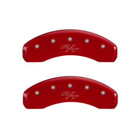 MGP 4 Caliper Covers Engraved Front & Rear Vintage Style/RT Red finish silver ch - 12088SRTRRD
