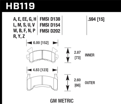 Hawk DTC-80 76-88 Chevy Camaro Rear Race Brake Pads - HB119Q.594