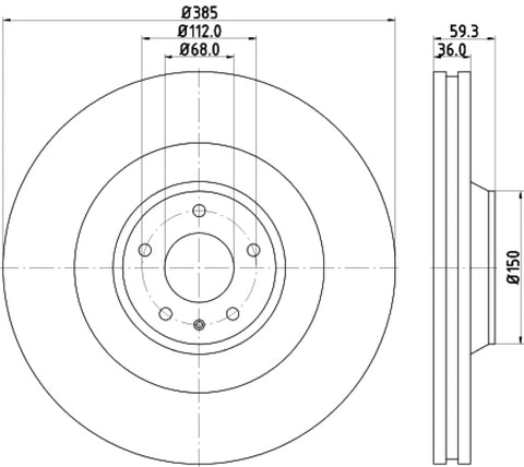 Hella Pagid Front High Carbon Brake Rotor - 05-09 Audi A8 - 355115892