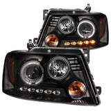 ANZO 2004-2008 Ford F-150 Projector Headlights w/ Halo and LED Black - 111028