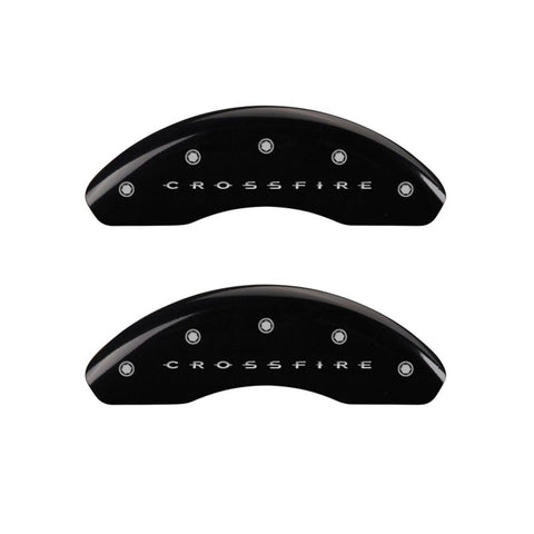 MGP 4 Caliper Covers Engraved Front & Rear Crossfire Black finish silver ch - 32011SCRFBK