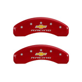 MGP 4 Caliper Covers Engraved Front & Rear Chevy Racing Red Finish Silver Char 2016 Chevrolet SS - 14245SBRCRD