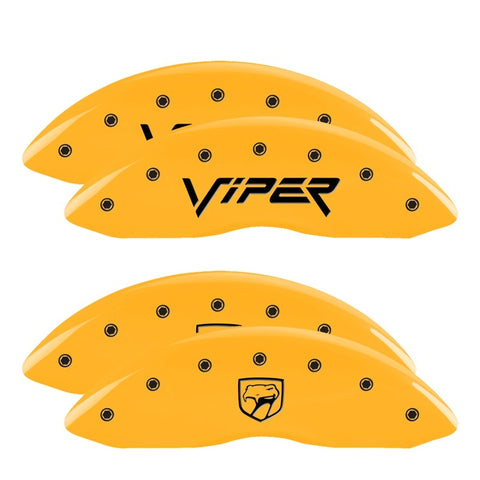 MGP 4 Caliper Covers Engraved Front Viper Rear Snake Yellow Finish Black Char 2002 Dodge Viper - 12203SSNPYL