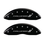 MGP 4 Caliper Covers Engraved Front & Rear With stripes/Challenger Black finish silver ch - 12001SCL1BK