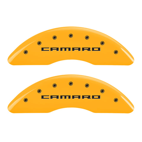 MGP 4 Caliper Covers Engraved Front & Rear Gen 5/Camaro Yellow finish black ch - 14241SCA5YL