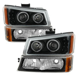 xTune Chevy Silverado 03-06 Projector Headlights 4pcs - LED Halo - Black PRO-JH-CSIL03-SET-BK - 9036774