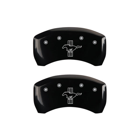 MGP Rear set 2 Caliper Covers Engraved Rear S197/Bar & Pony Black finish silver ch - 10010RMB1BK