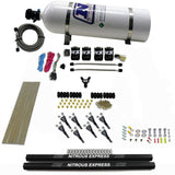 Nitrous Express Pro-Shk/Gas 4 Solenoids Nitrous Kit (200-600HP) w/Rails and 15lb Bottle - 91006-15