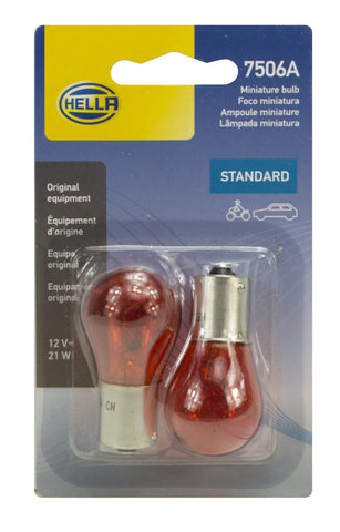 Hella Bulb 12V 21W Ba15S S8 Amber (2) - 7506ATB