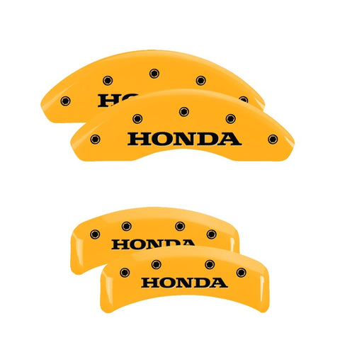 MGP 4 Caliper Covers Engraved Front & Rear Vtech Yellow Finish Black Char 2003 Honda Element - 20076SVTCYL