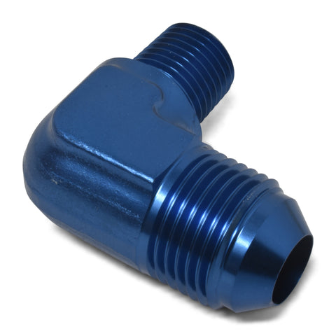 Russell Performance -12 AN to 3/4in NPT 90 Degree Flare to Pipe Adapter (Blue) - 660890