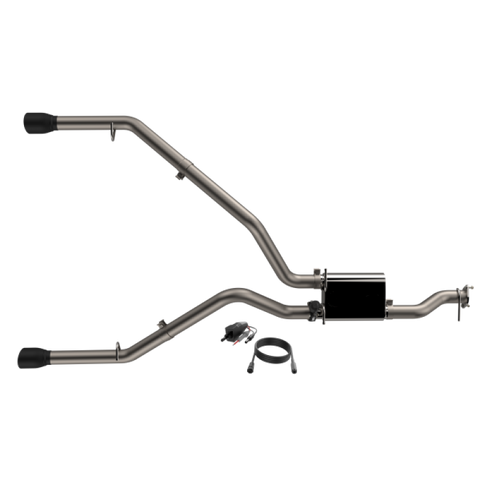 QTP 19-20 Ram 1500 304SS Screamer Cat-Back Exhaust Rear Split Exit w/4.5in Black Tips - 420019B