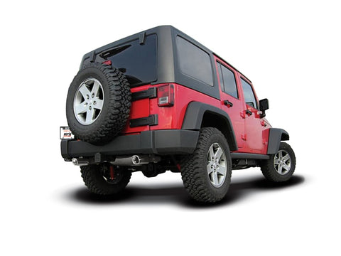 Borla 12-14 Jeep Wrangler JK 2Dr & 4Dr Rear Section ATAK Single Sqaure Rolled Angle-Cut Exit Exhaust - 11860