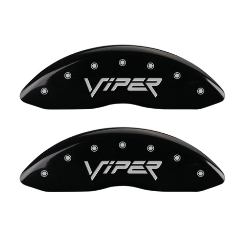 MGP 4 Caliper Covers Engraved Front Gen 2/Viper Engraved Rear Gen 2/Snake Black finish silver ch - 12203SSNPBK