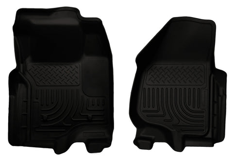 Husky Liners 11-12 Ford Super Duty Crew & Extended Cab WeatherBeater Front Row Black Floor Liners - 18731