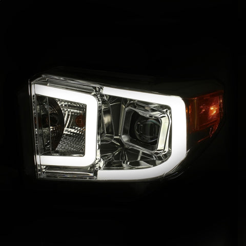 ANZO 14-17 Toyota Tundra Plank Style Projector Headlights Chrome w/ Amber - 111415