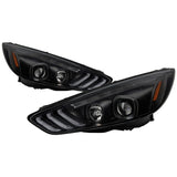 Spyder 15-18 Ford Focus Projector Headlights - Seq Turn Light Bar - Black PRO-YD-FF15-LBSEQ-BK - 5086105